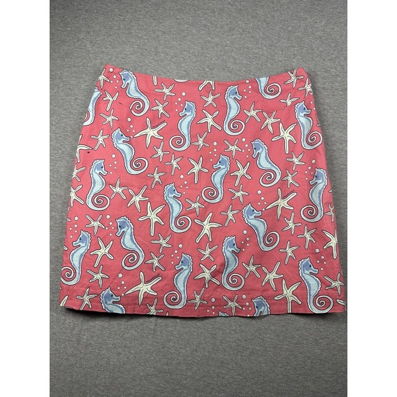 VINEYARD VINES Cotton Blend Pink Blue White Seahorse Starfish Skirt Size‎ 6 - Picture 1 of 9